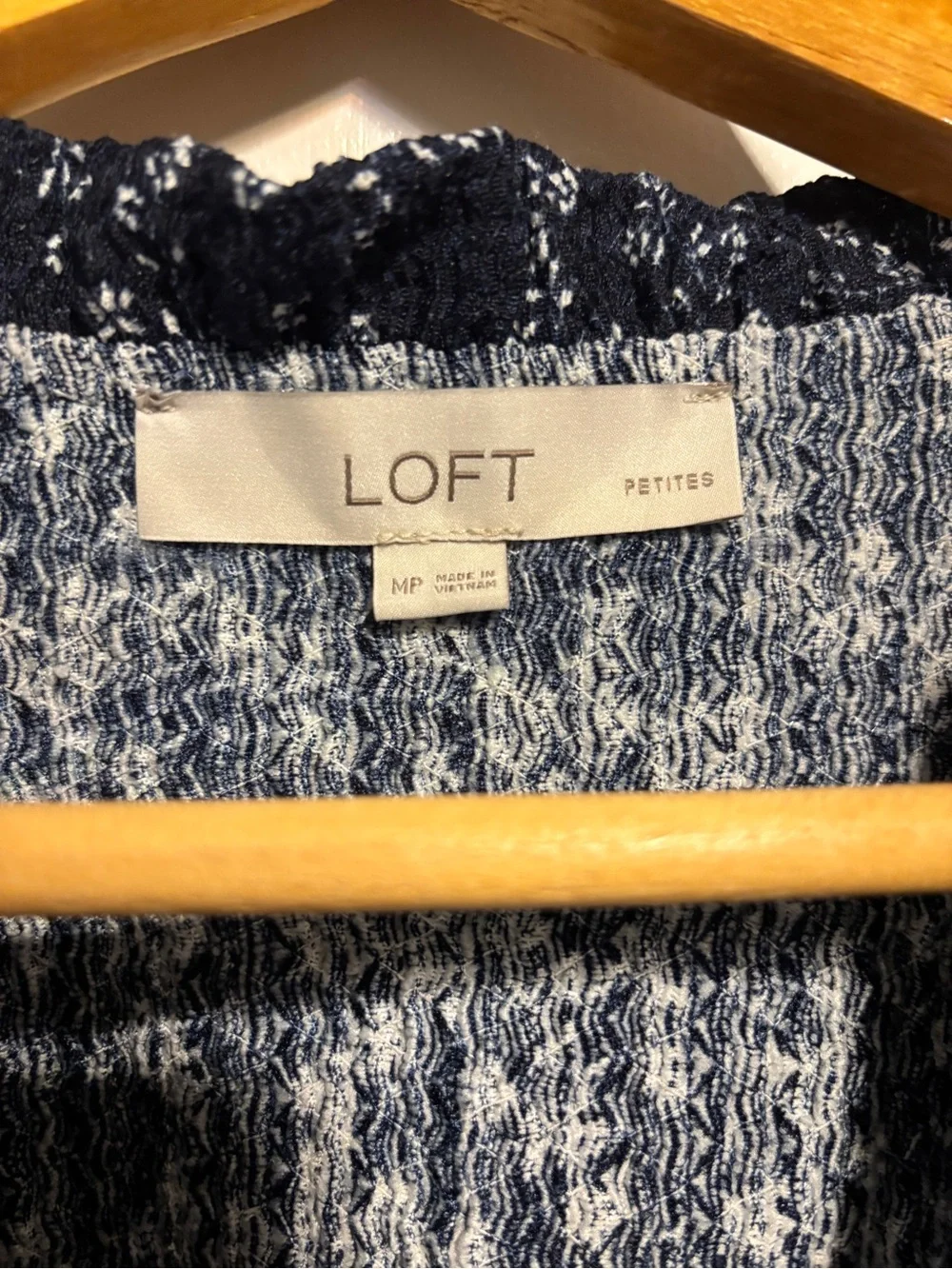LOFT Navy Blue Floral Puff-Sleeve Blouse